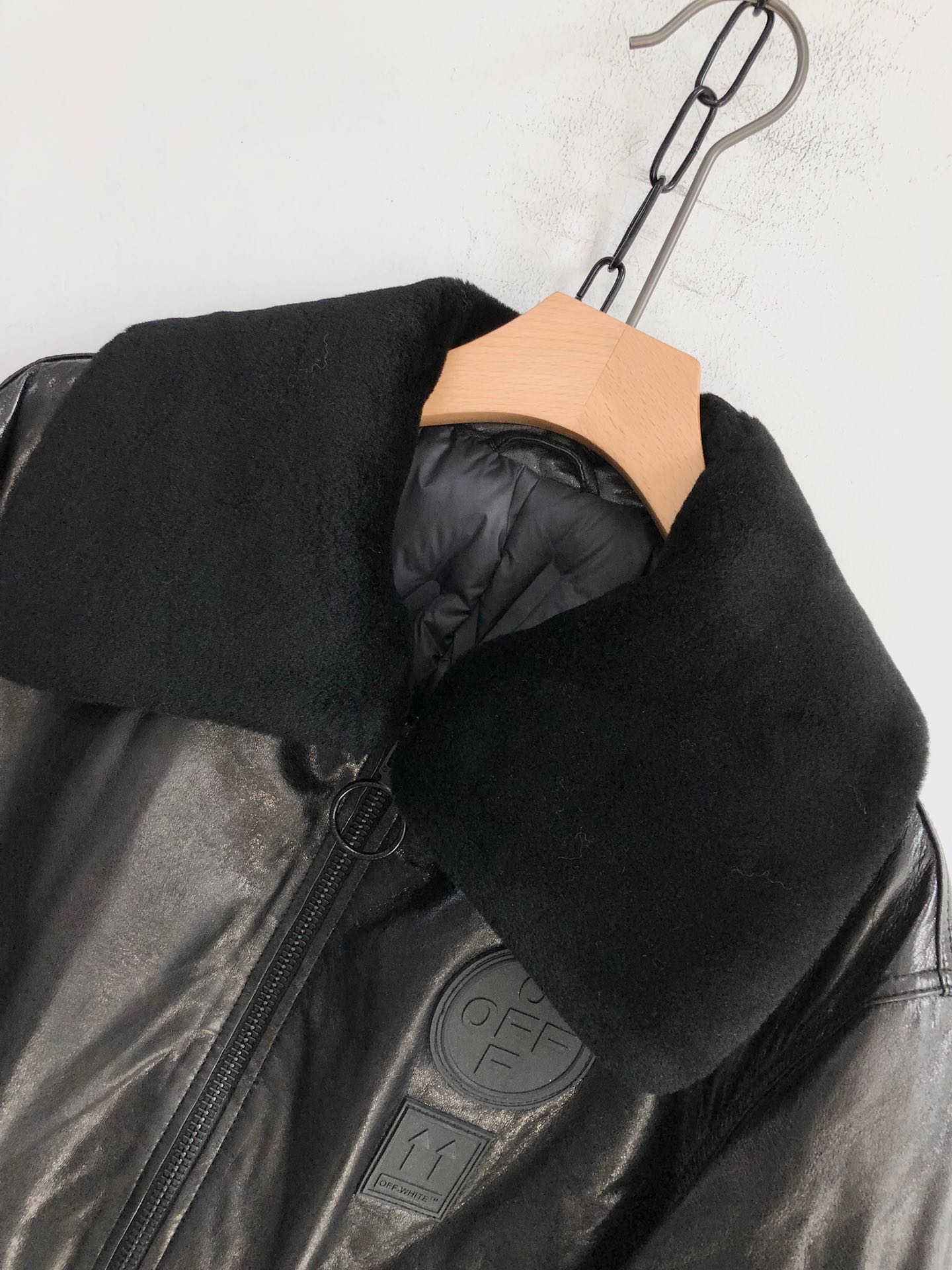 Off-White Down Jacket Wool in Black