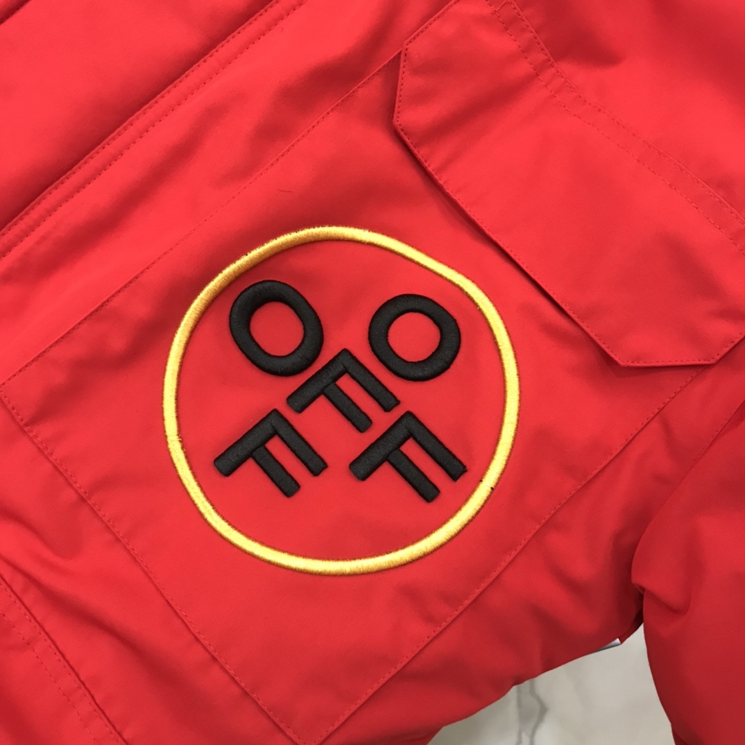 Off-White Down Jacket Hoodie in Red