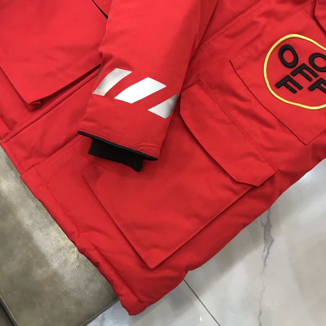 Off-White Down Jacket Hoodie in Red