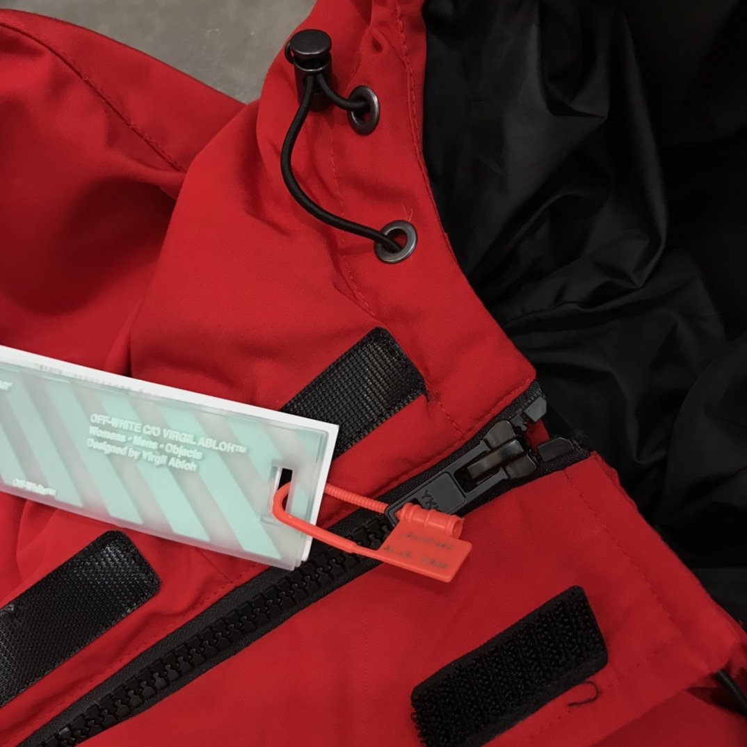 Off-White Down Jacket Hoodie in Red