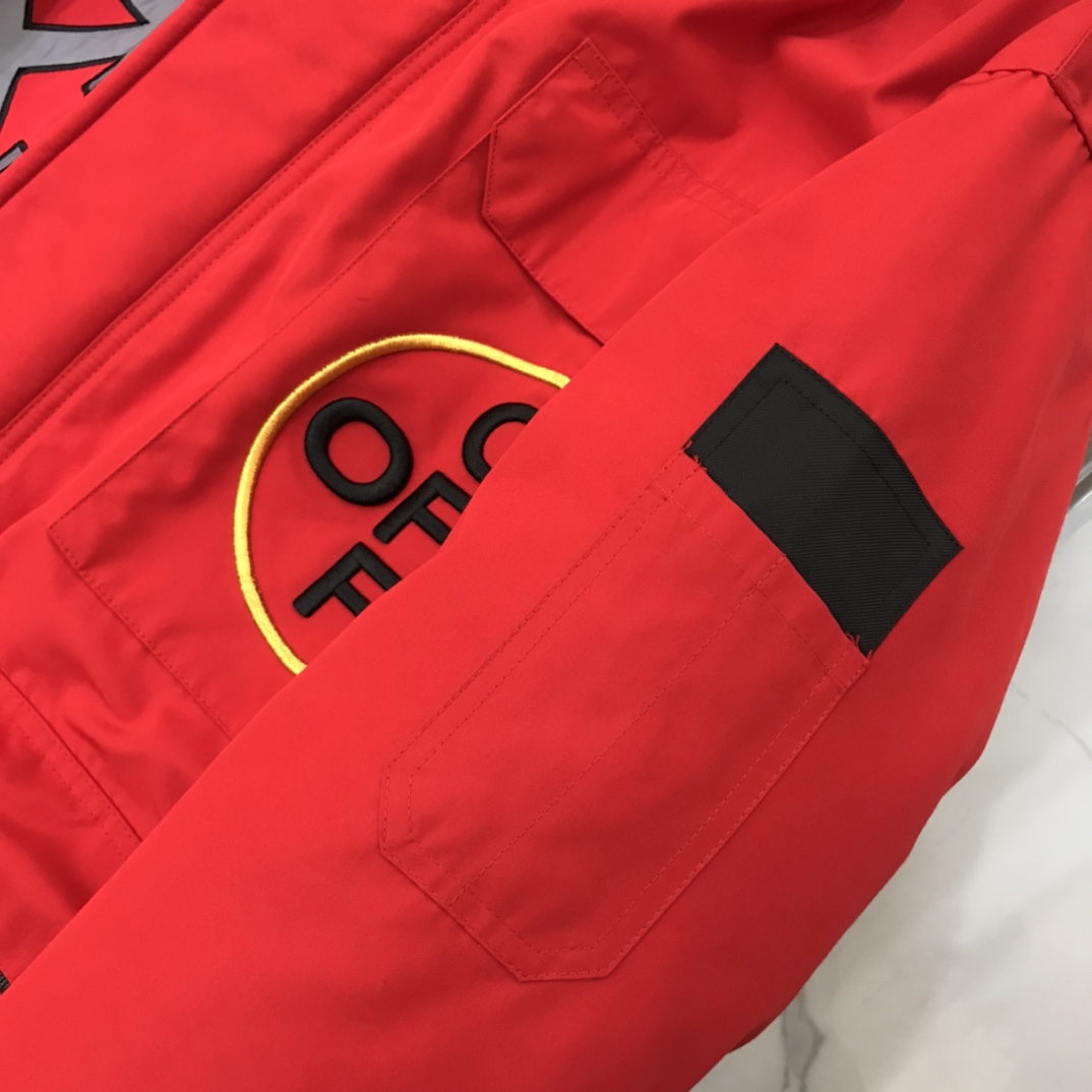 Off-White Down Jacket Hoodie in Red