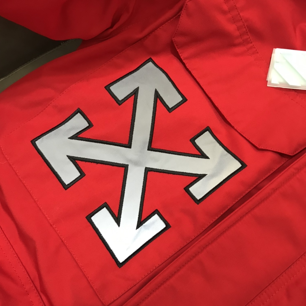 Off-White Down Jacket Hoodie in Red