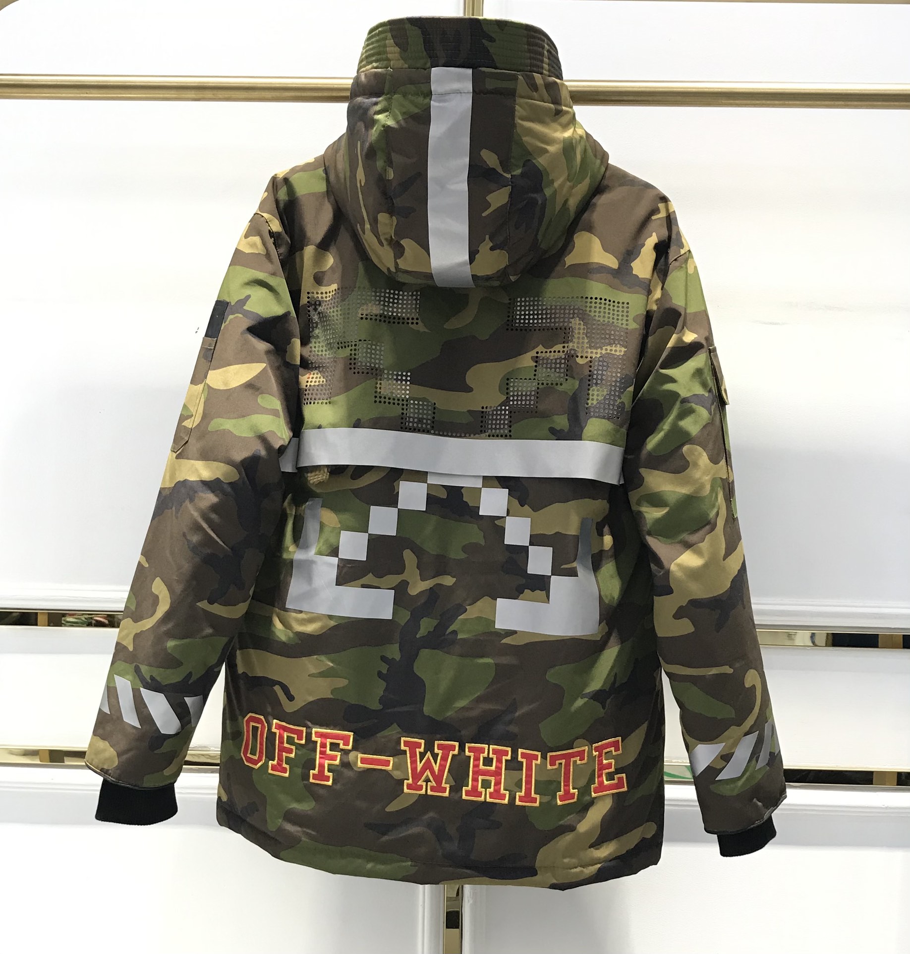 Off-White Down Jacket Hoodie in Green