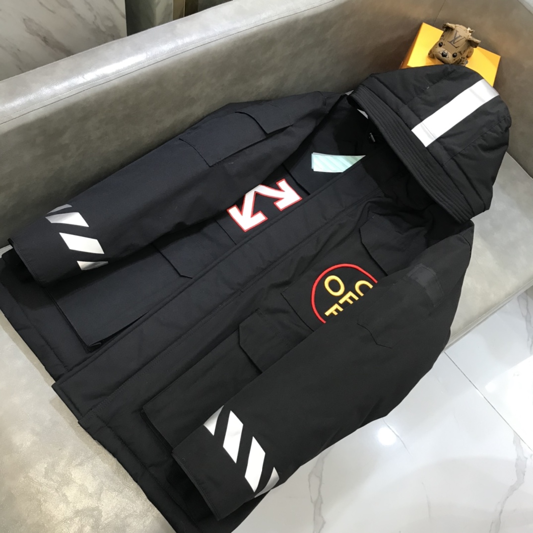 Off-White Down Jacket Hoodie in Black