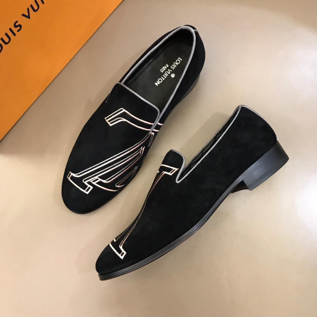 lv Black Suede leather Fashion Loafers MS02805