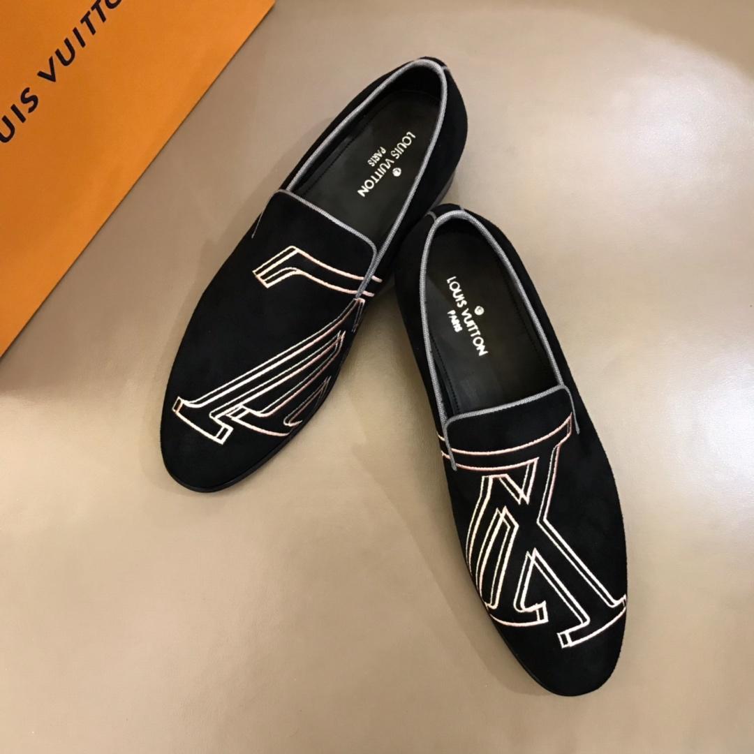 lv Black Suede leather Fashion Loafers MS02805