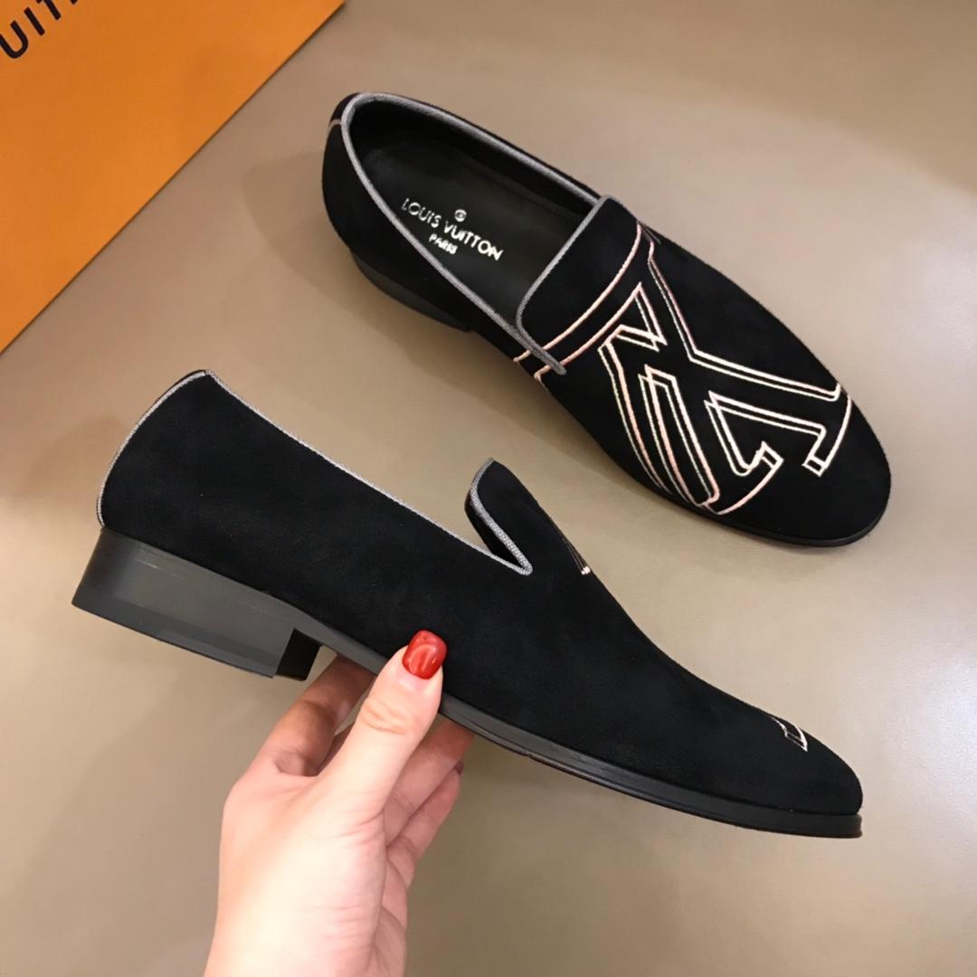 lv Black Suede leather Fashion Loafers MS02805