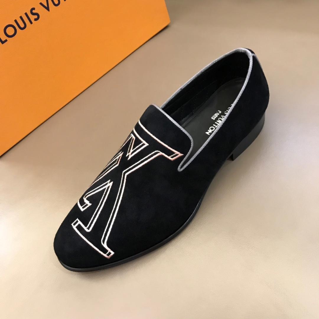 lv Black Suede leather Fashion Loafers MS02805