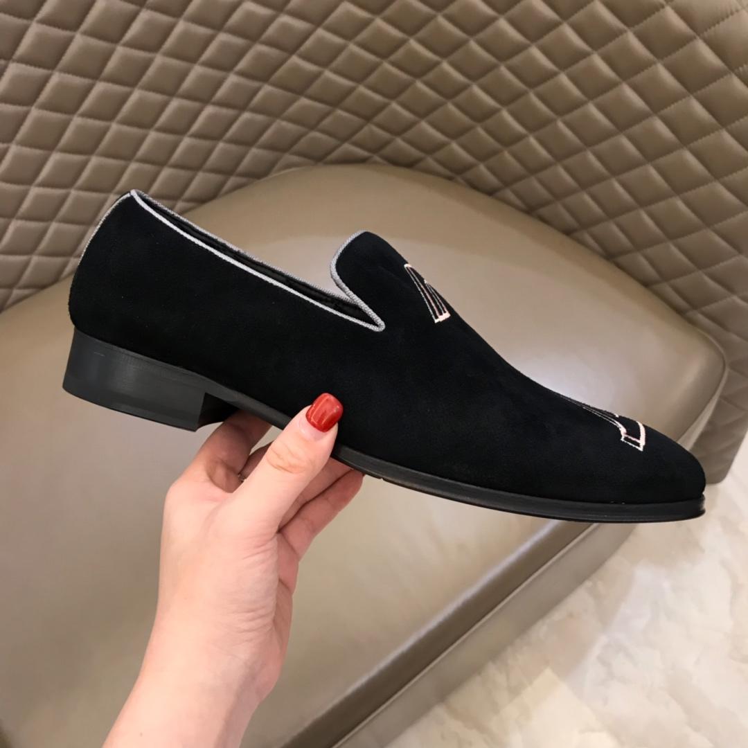 lv Black Suede leather Fashion Loafers MS02805