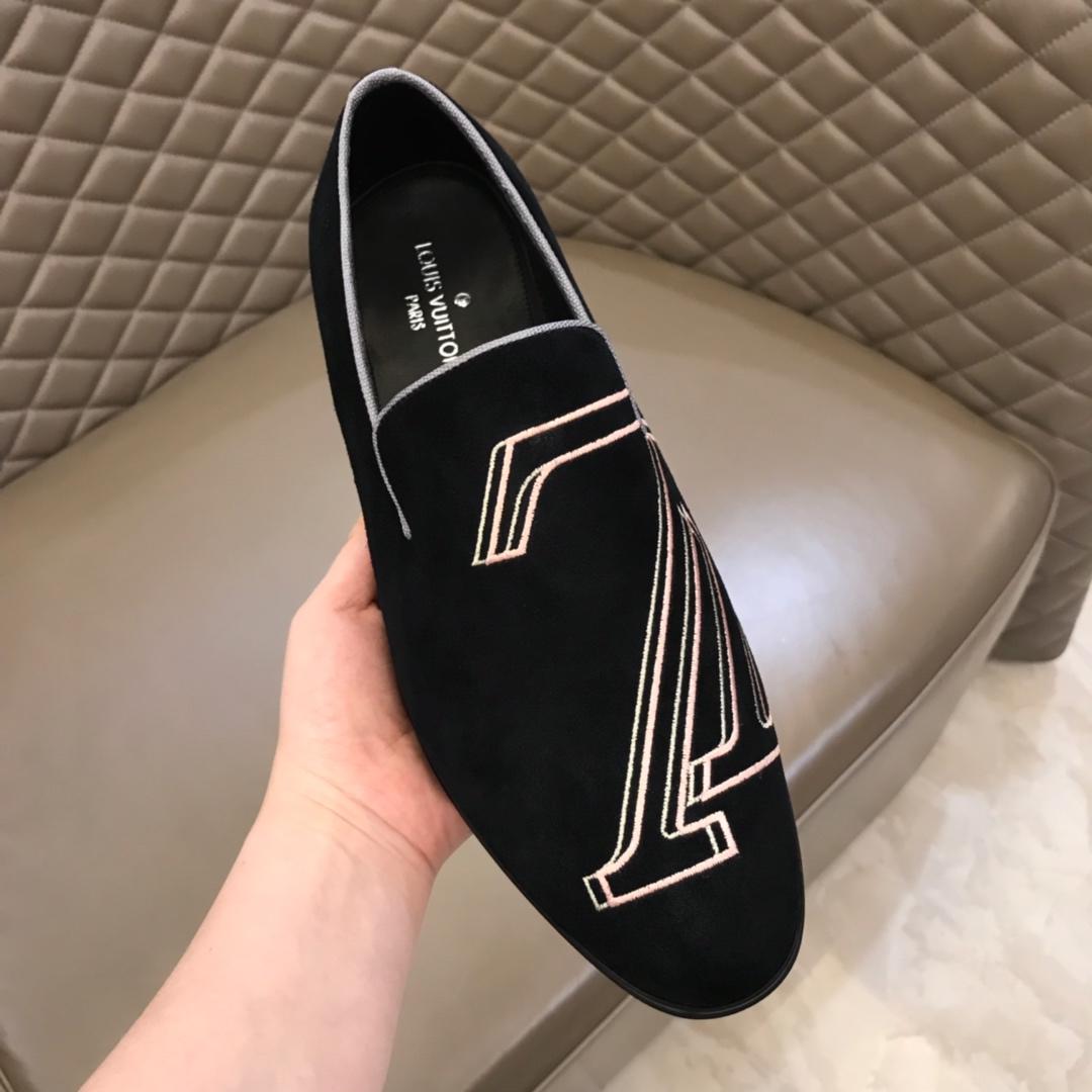 lv Black Suede leather Fashion Loafers MS02805