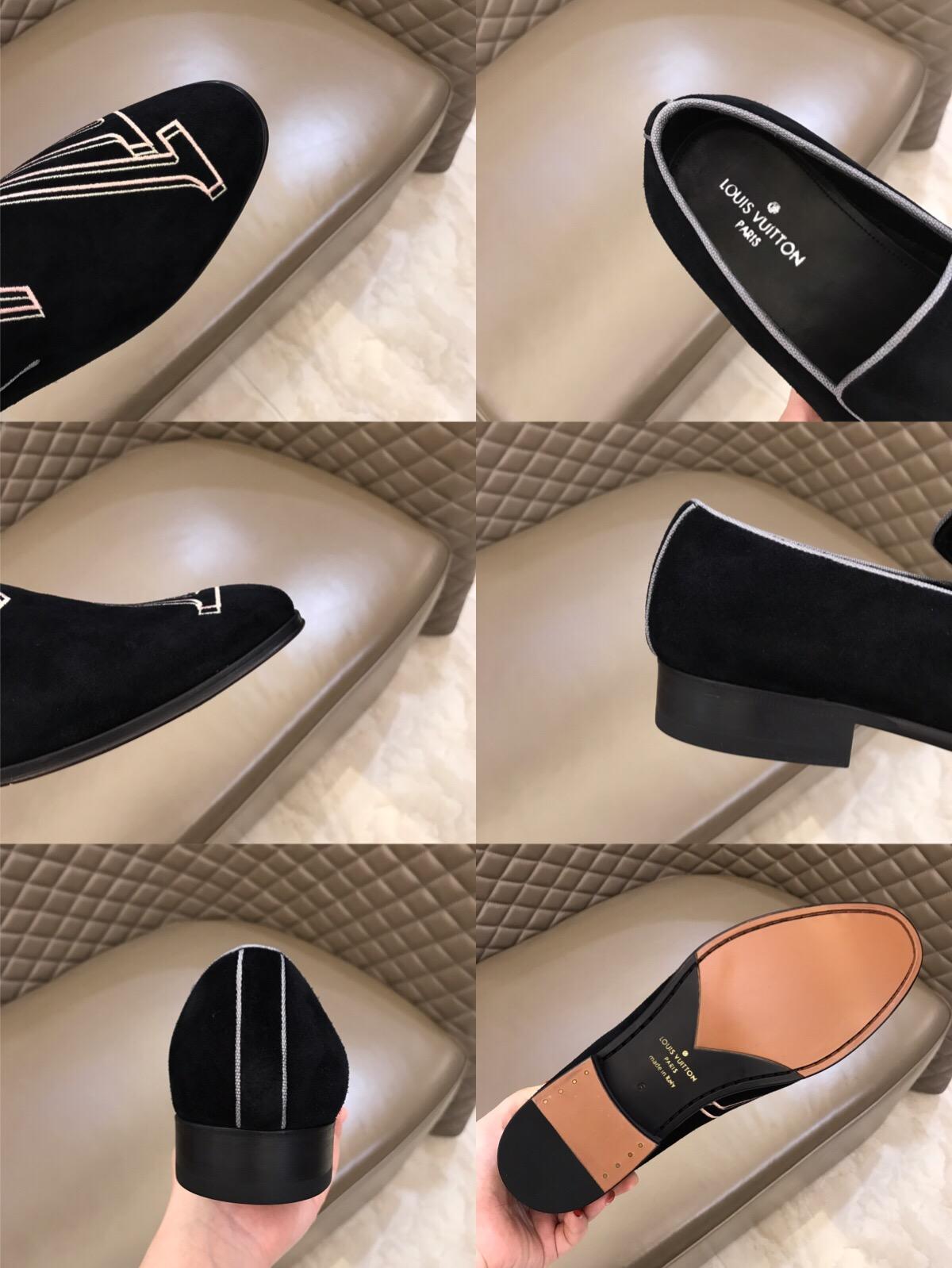 lv Black Suede leather Fashion Loafers MS02805