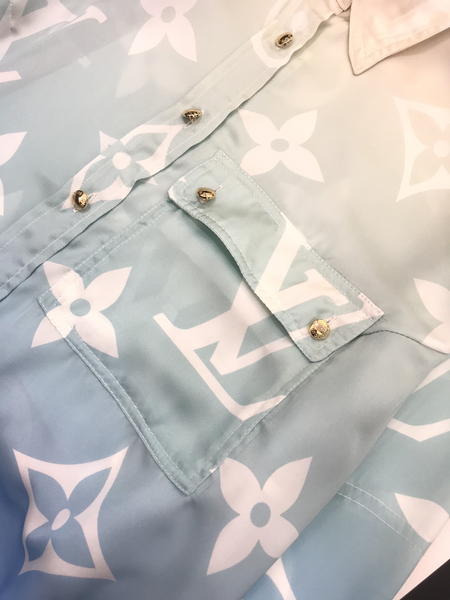 Louis Vuitton Shirt Monogram Buttoned in Blue