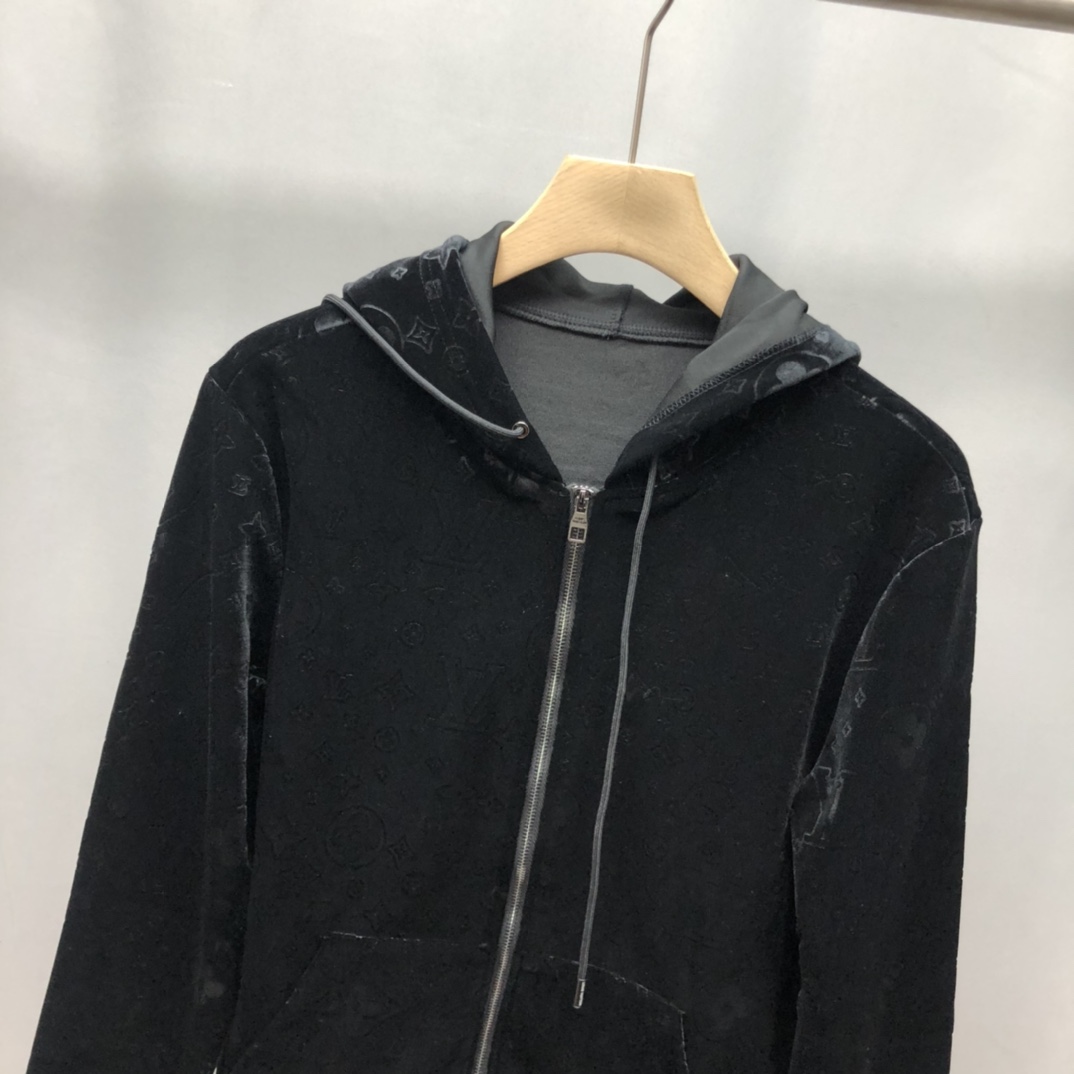 Louis Vuitton Jacket Monogram Logo Mix in Black