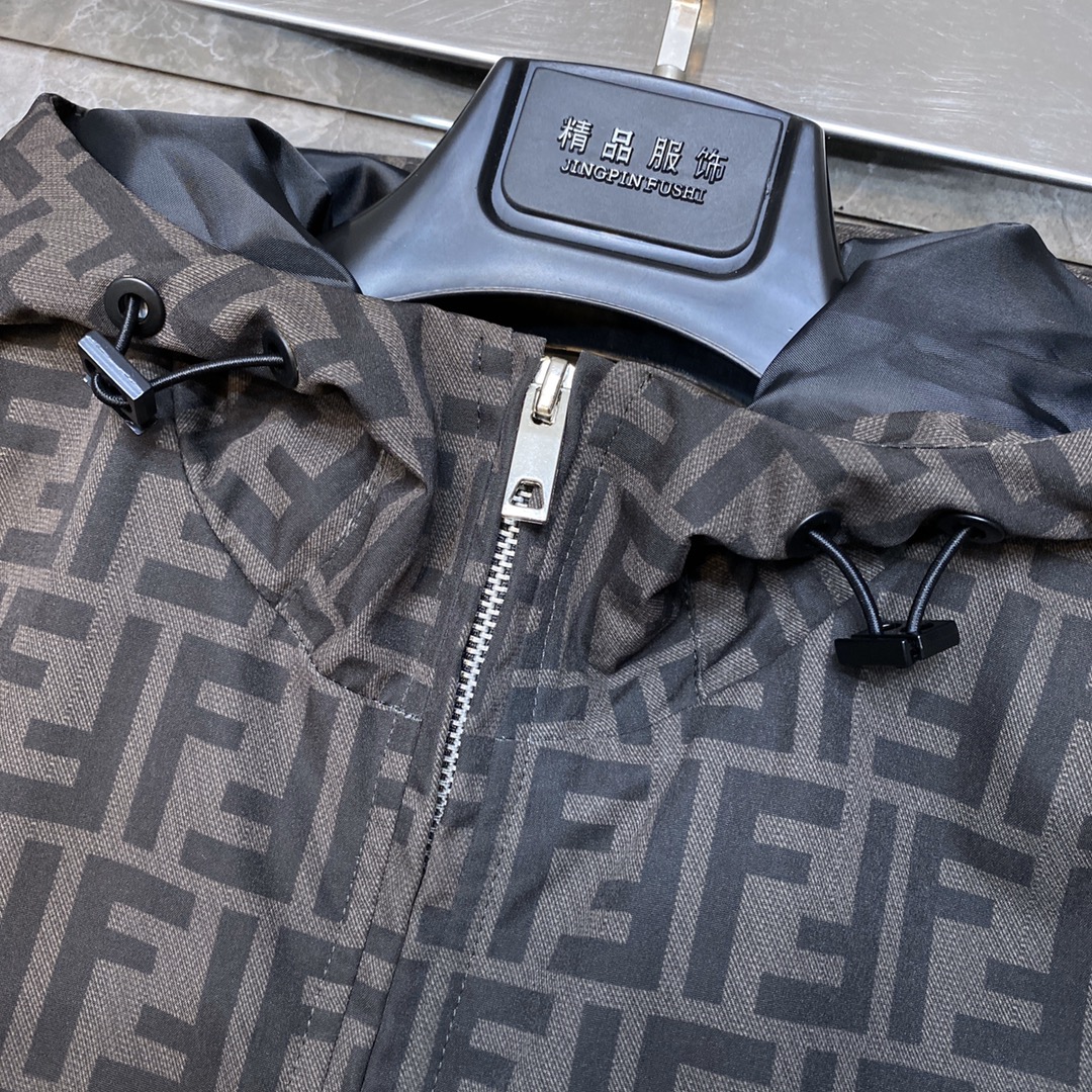 Fendi Jacket nylon windbreaker in Black