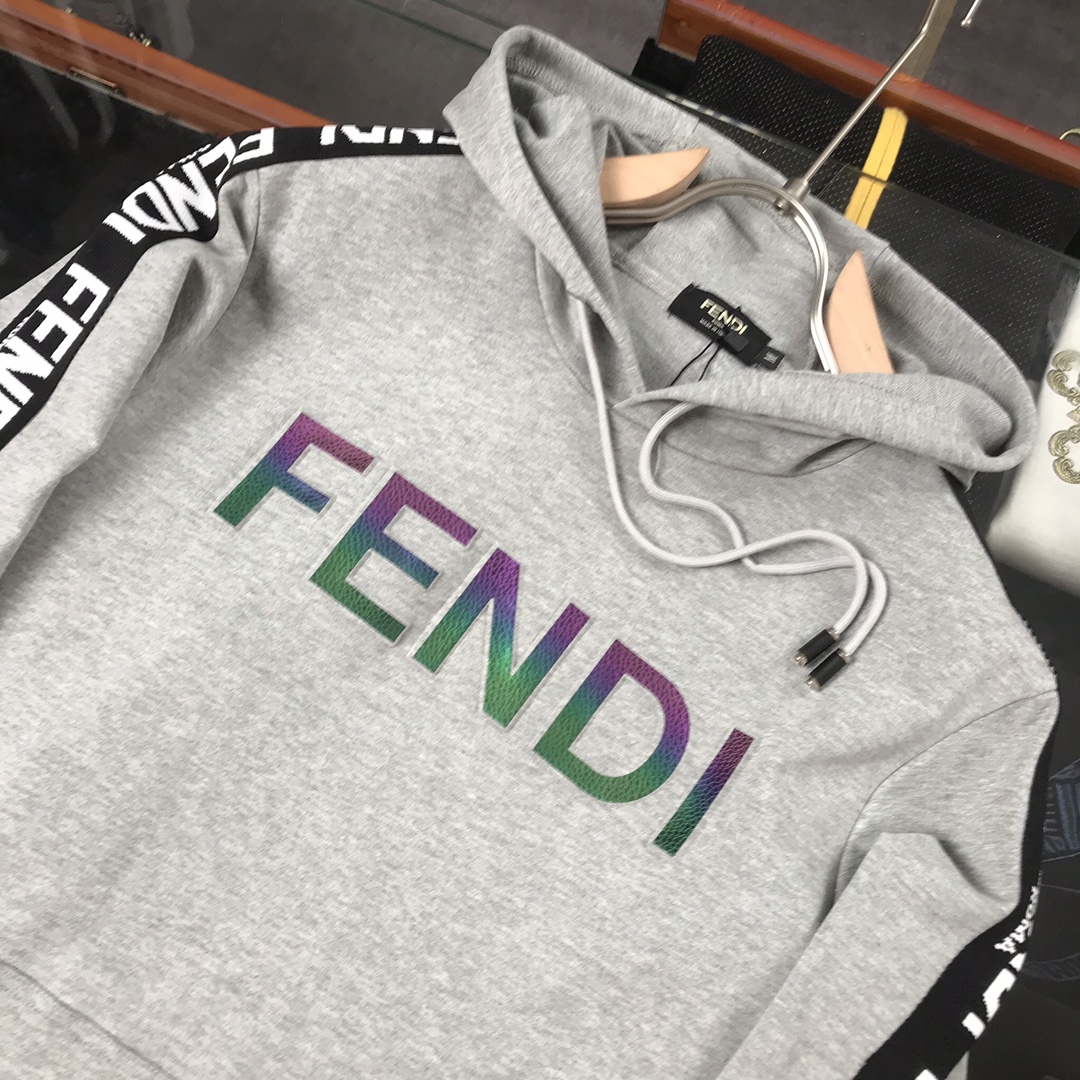 Fendi Hoodie FF logo stripe suit in Grey