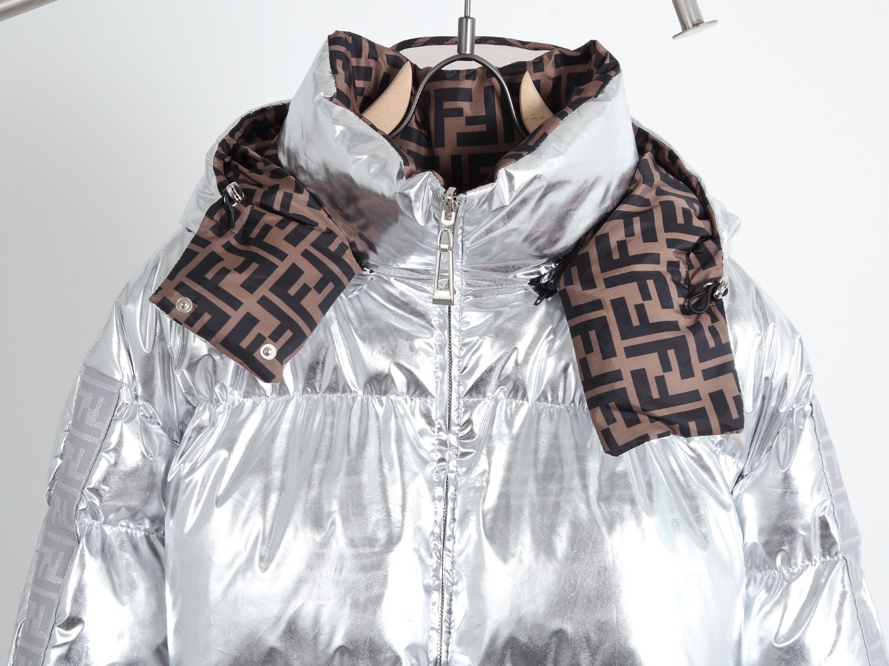 Fendi Down Jacket tech fabric in Sliver