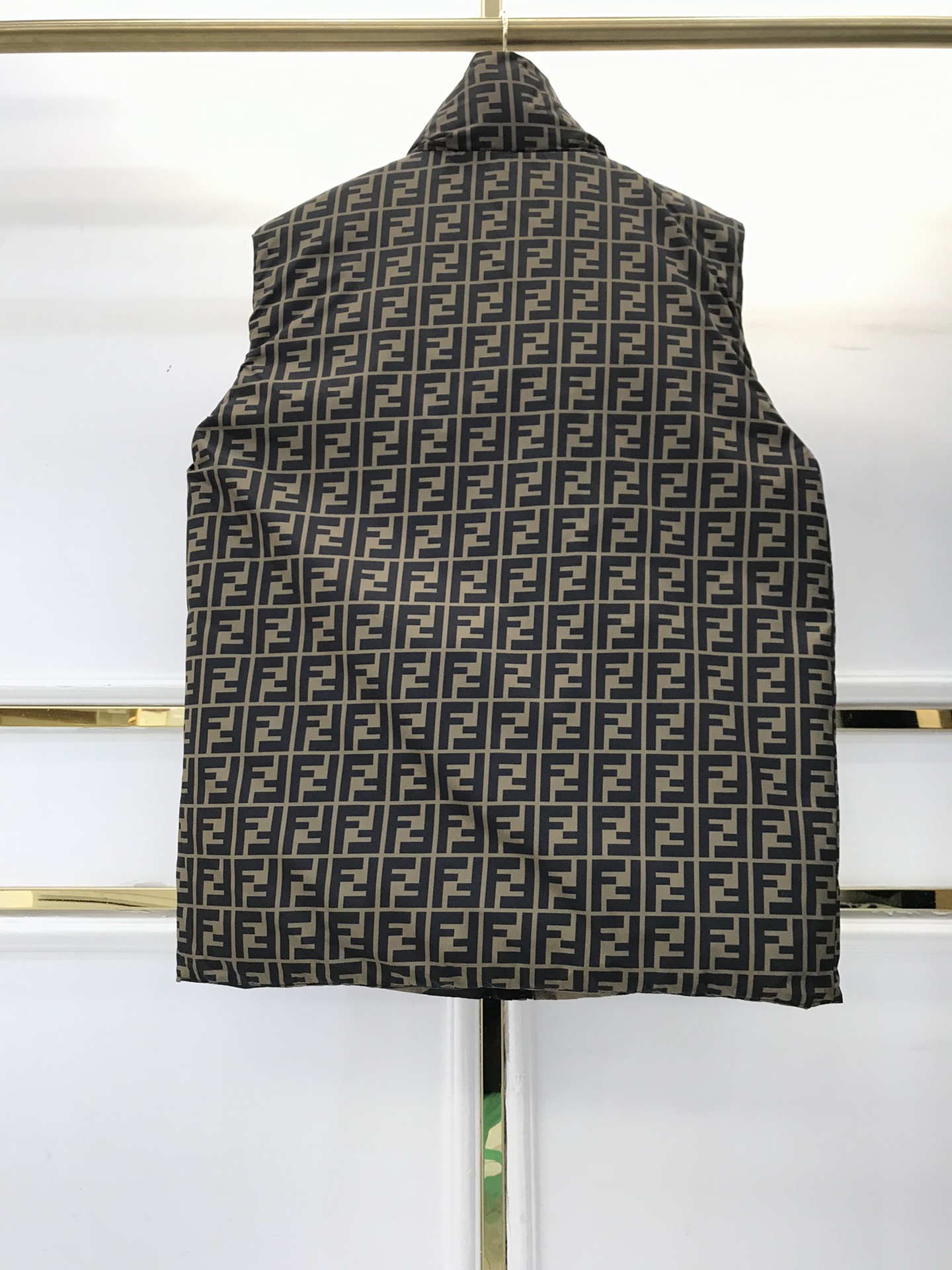 Fendi Down Jacket Nylon Vest in Brown