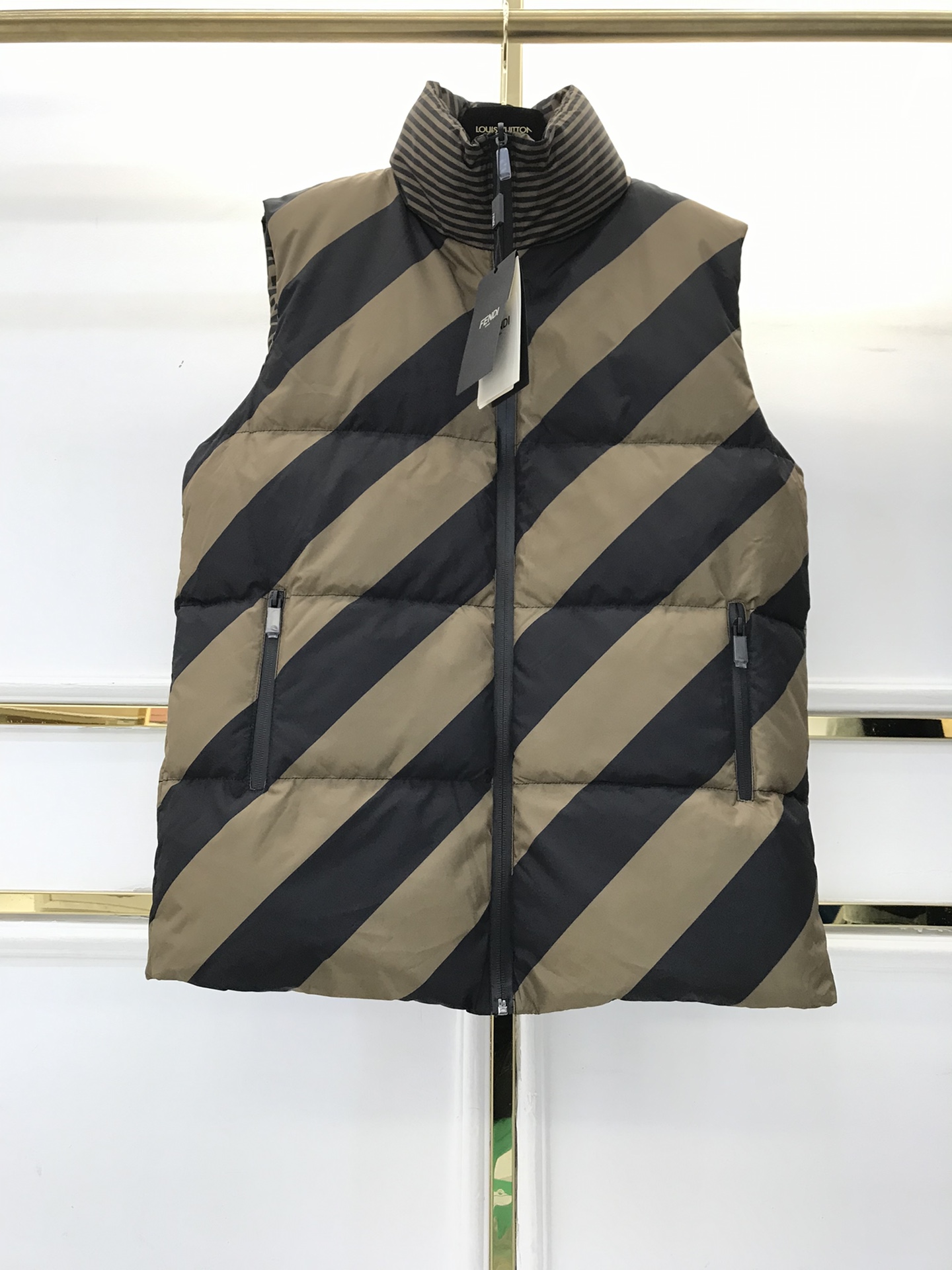 Fendi Down Jacket Nylon Vest in Brown