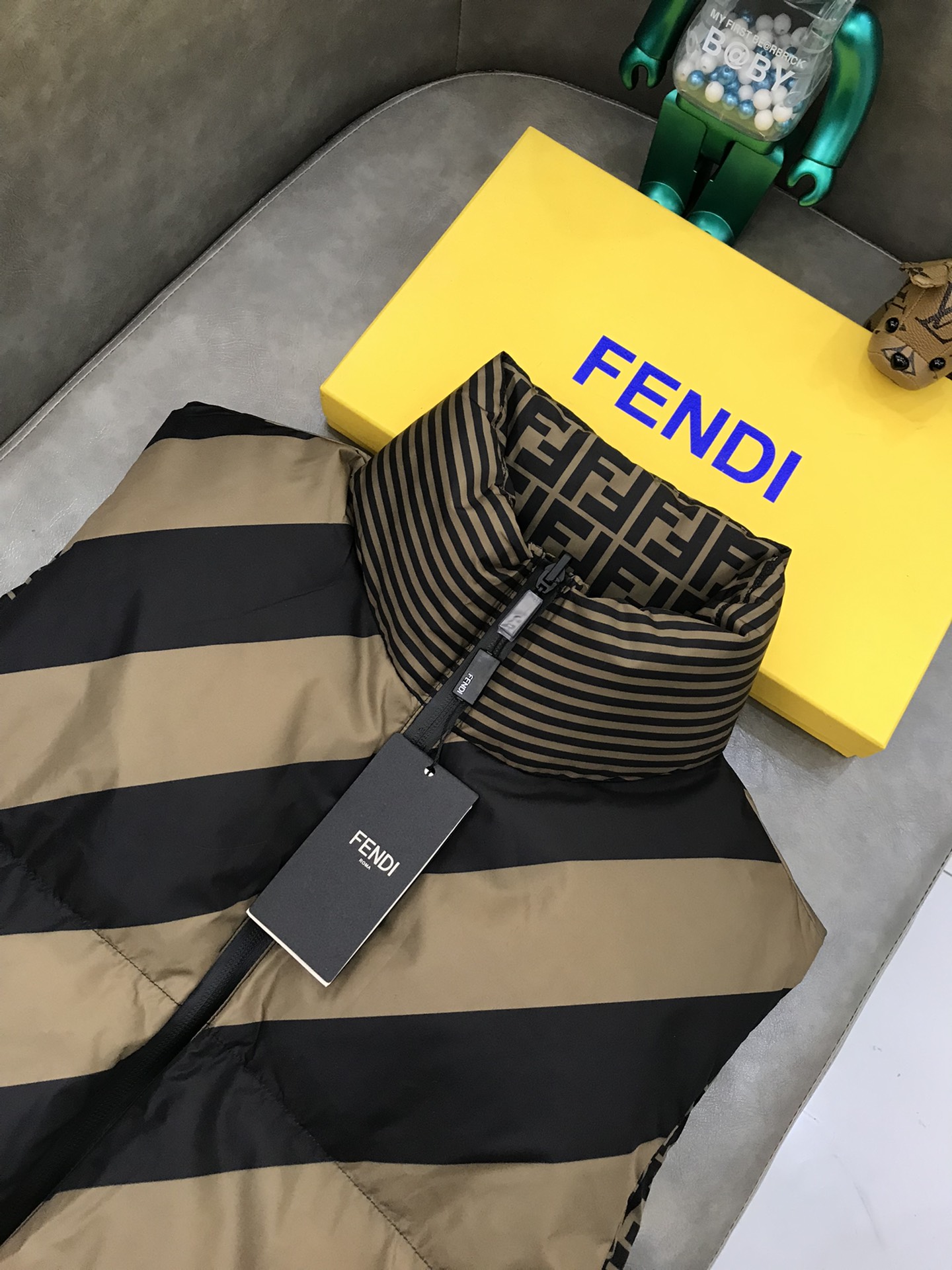 Fendi Down Jacket Nylon Vest in Brown