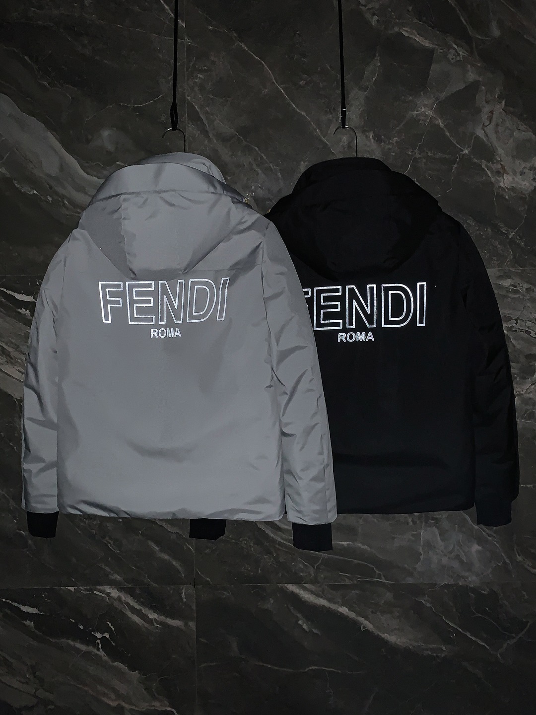 Fendi Down Jacket in Black and Grey