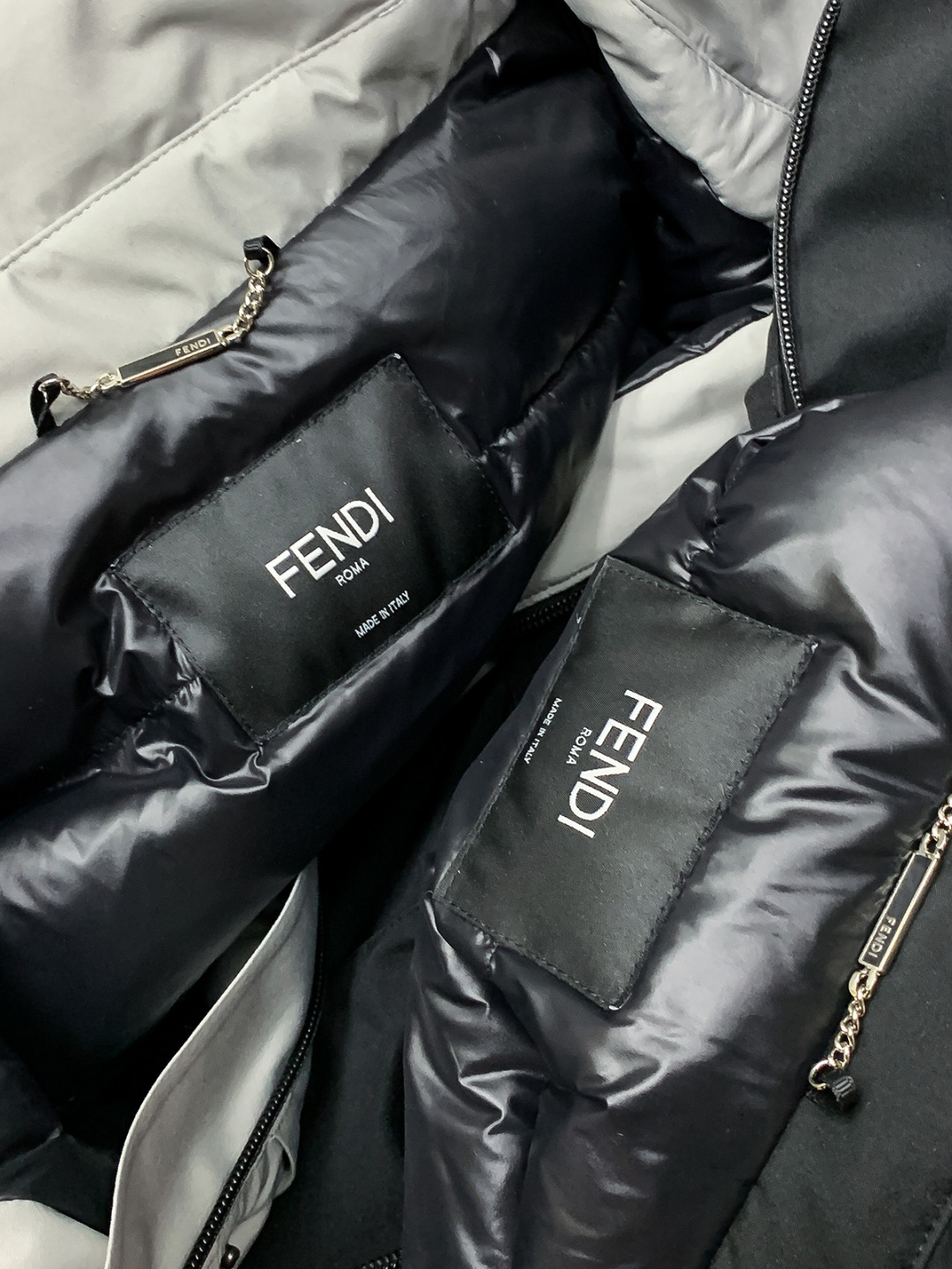 Fendi Down Jacket in Black and Grey