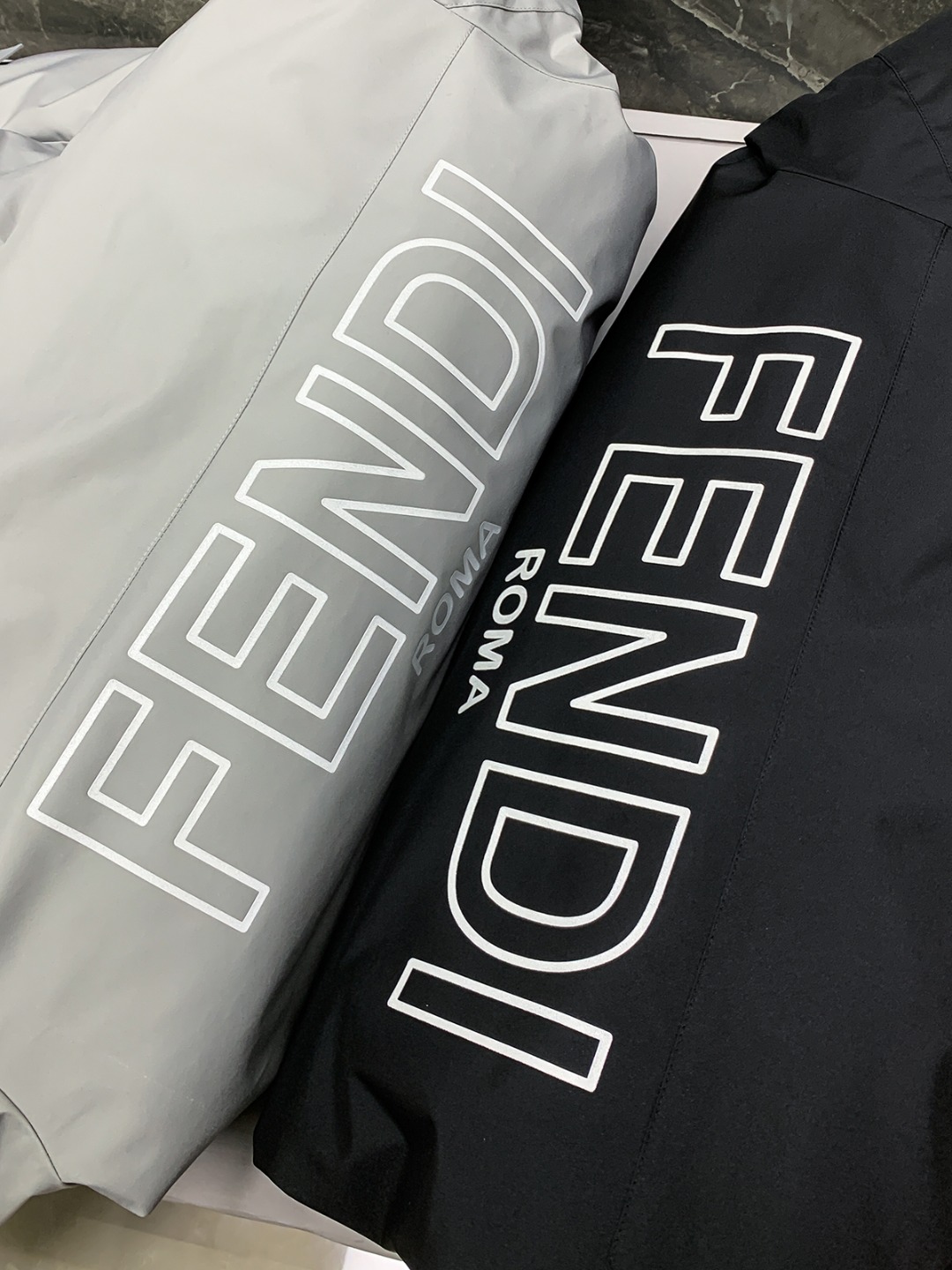 Fendi Down Jacket in Black and Grey