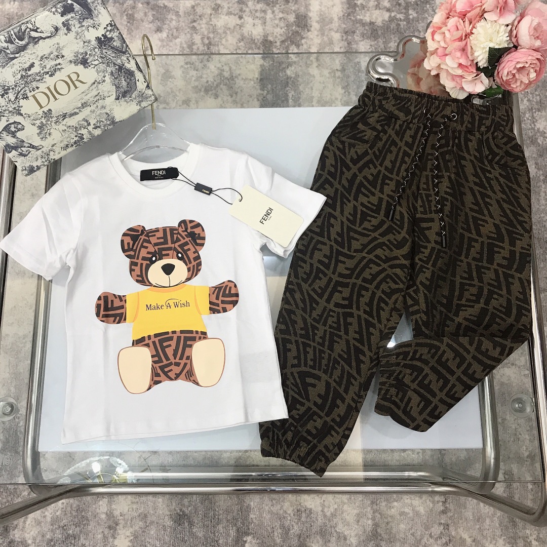 Fendi 2022 T-Shirt and Long Pants Set in White