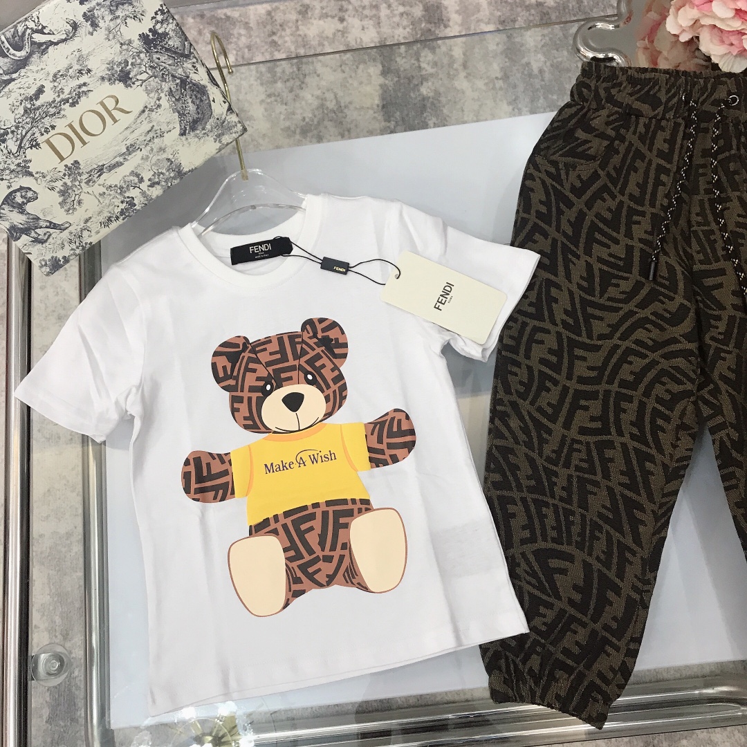 Fendi 2022 T-Shirt and Long Pants Set in White