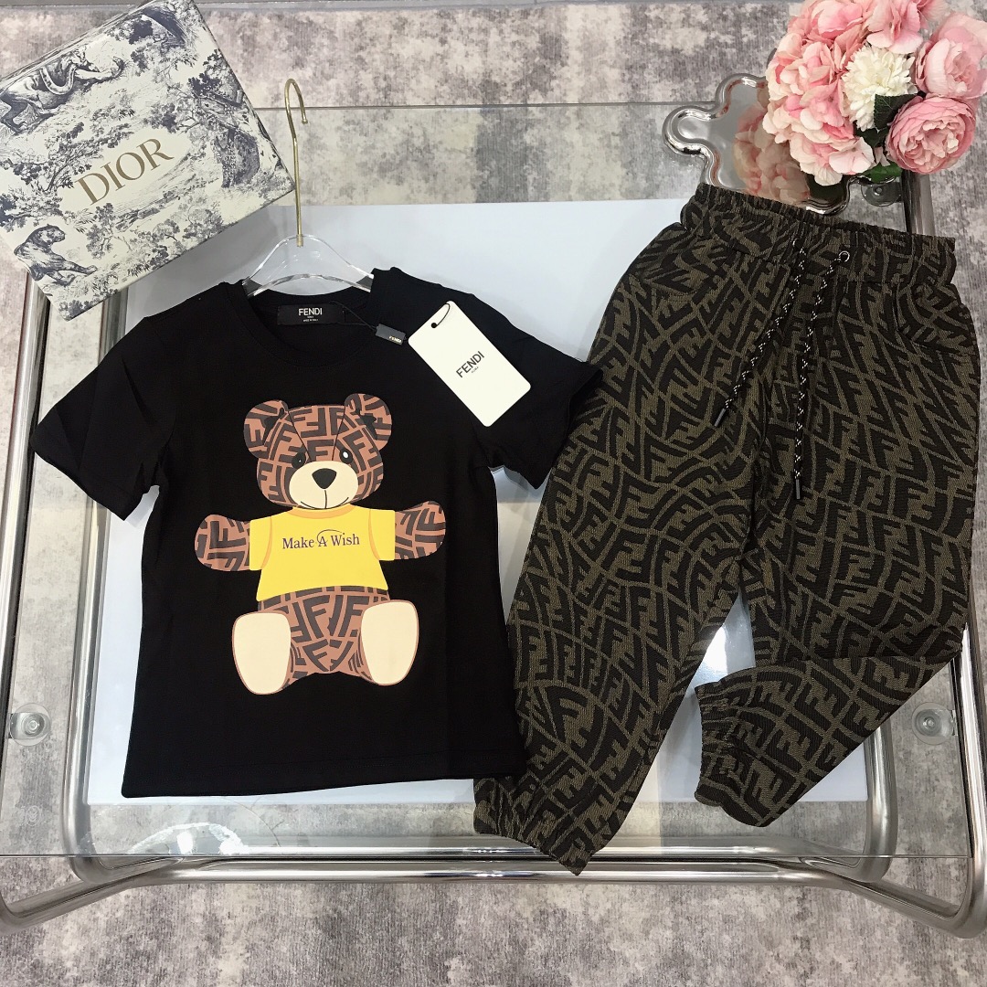 Fendi 2022 Polo Shirt and Long Pants Set in Black