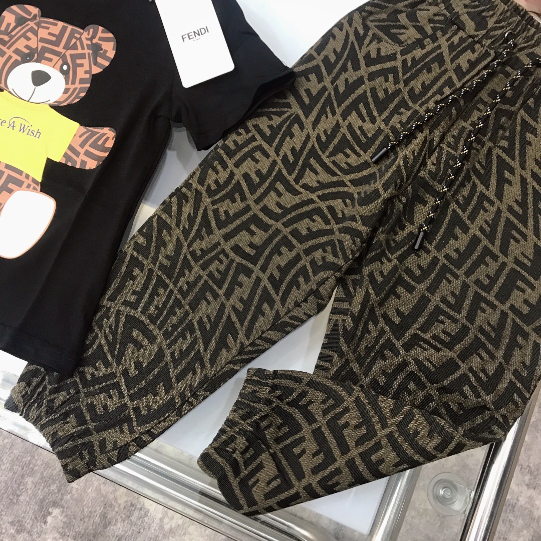 Fendi 2022 Polo Shirt and Long Pants Set in Black