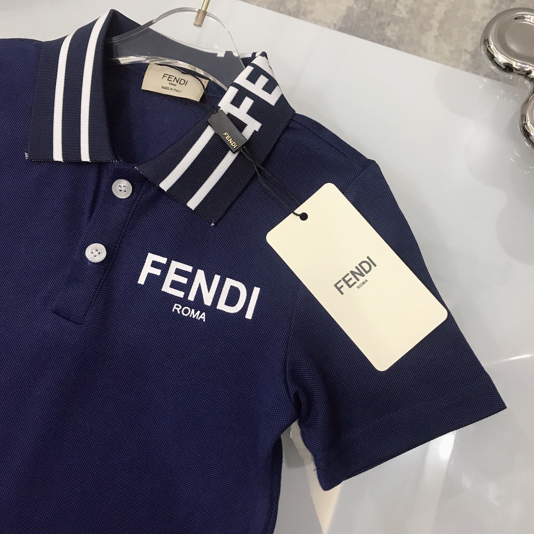 Fendi 2022 Children Polo Shirt and Shorts Set