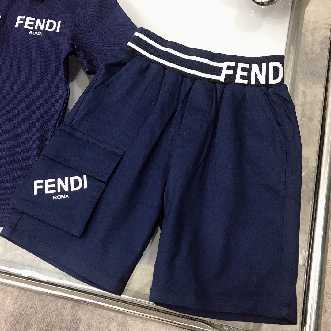 Fendi 2022 Children Polo Shirt and Shorts Set