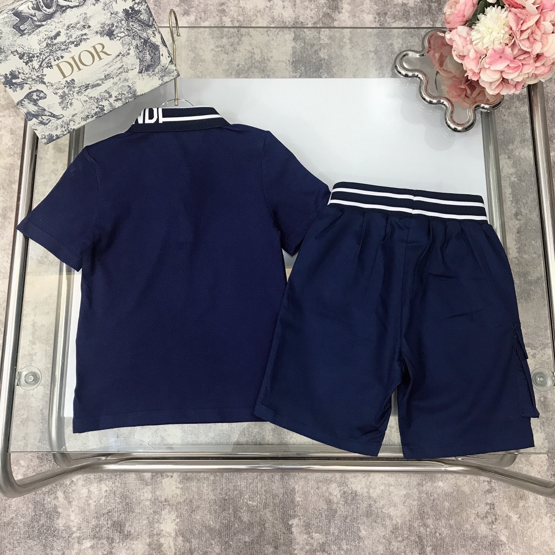 Fendi 2022 Children Polo Shirt and Shorts Set