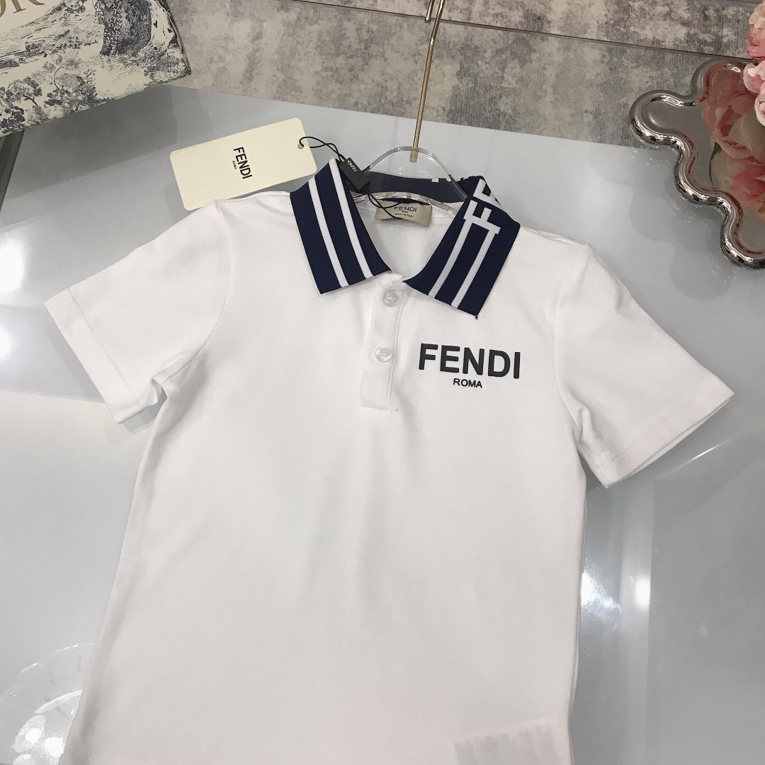 Fendi 2022 Children Polo Shirt and Shorts Set