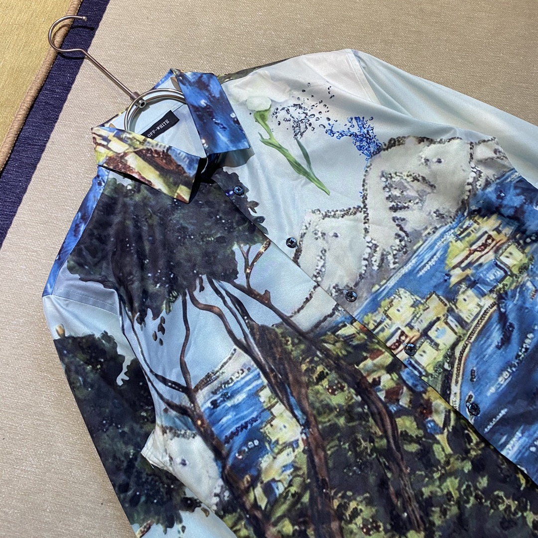 Dolce&Gabbana Shirt Oil Painting Printed in Blue