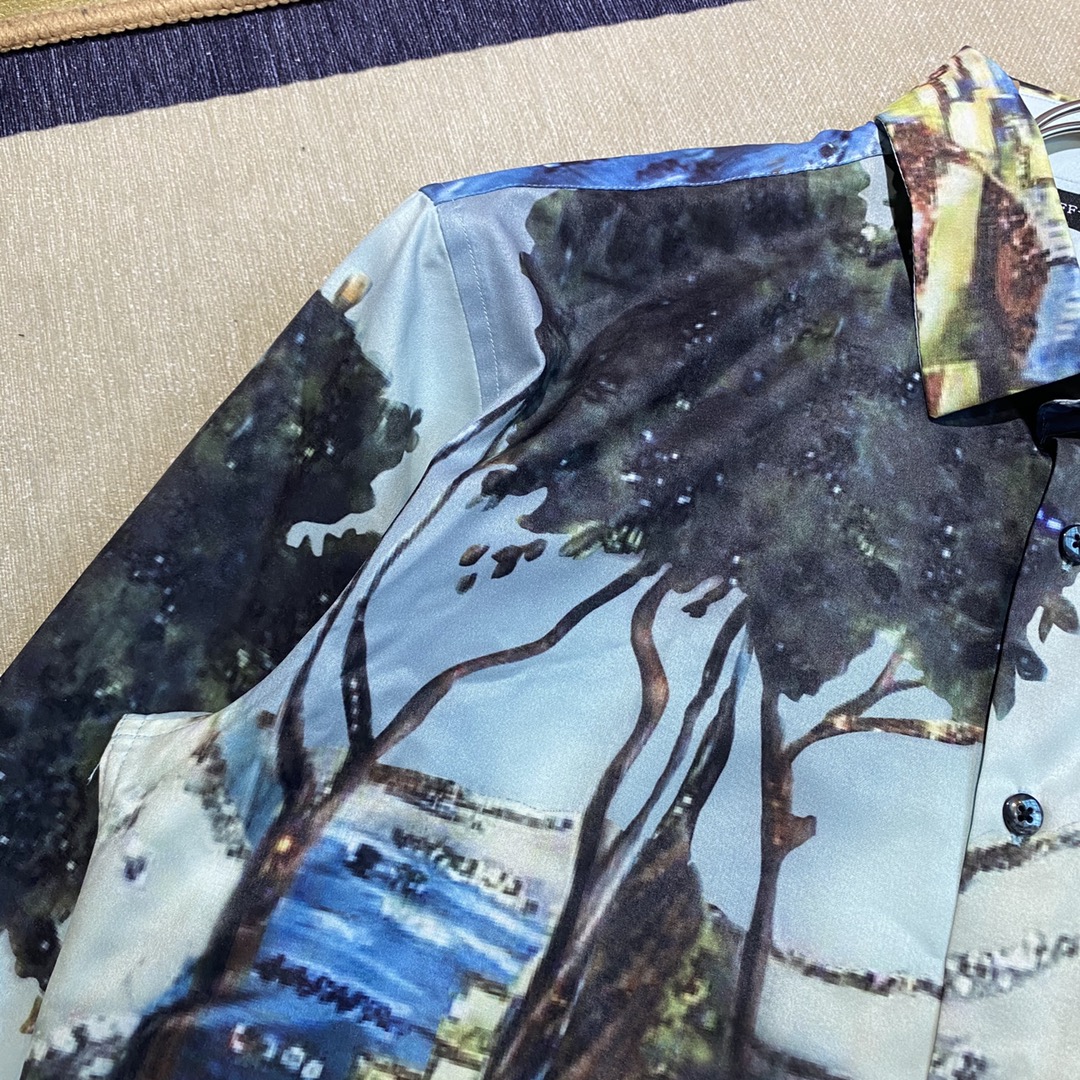 Dolce&Gabbana Shirt Oil Painting Printed in Blue