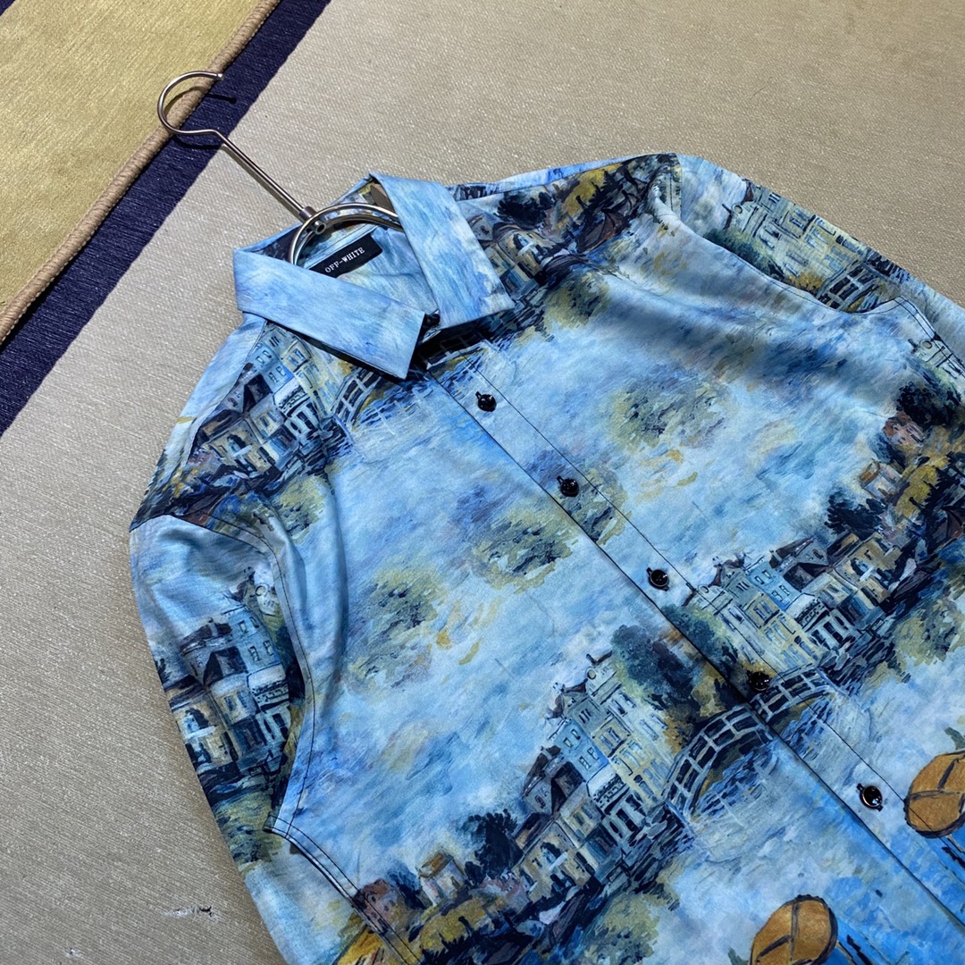 Dolce&Gabbana Shirt Oil Painting Printed in Blue