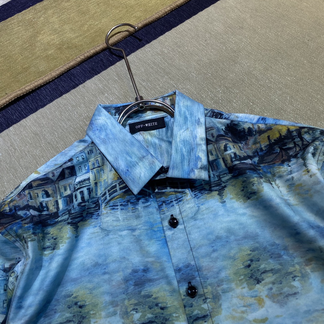 Dolce&Gabbana Shirt Oil Painting Printed in Blue