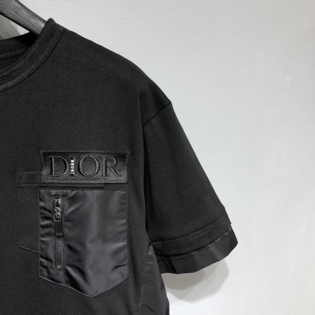 Dior x sacai Patch pocket stitching T-shirt