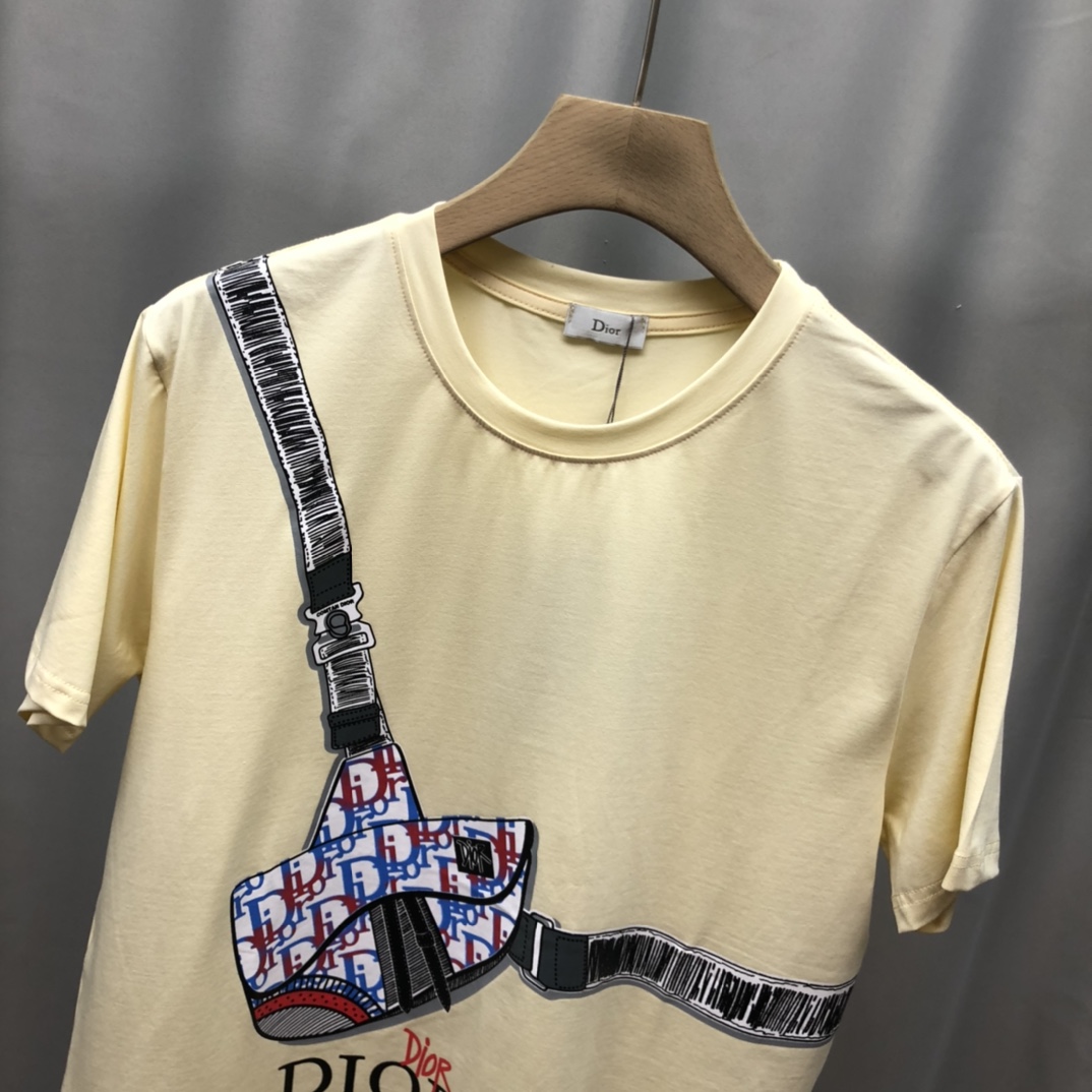 Dior T-shirt Saddle Bag Print Cotton in Cream