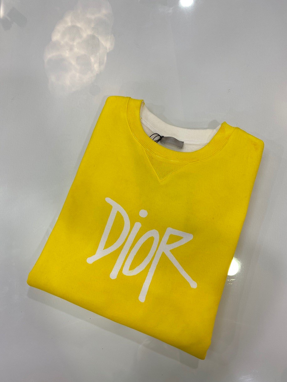 Dior Sweatshirt Oversized Cotton in Yellow