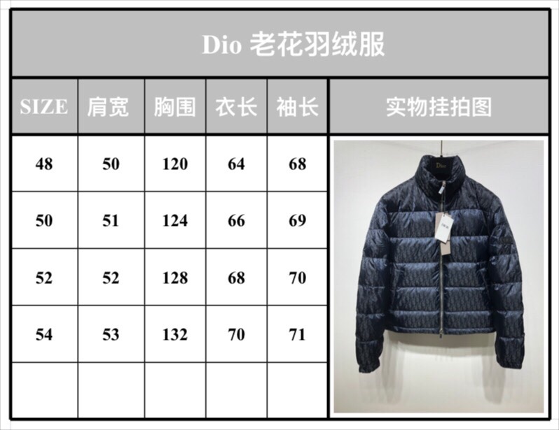 Dior Down Jacket Oblique in Blue