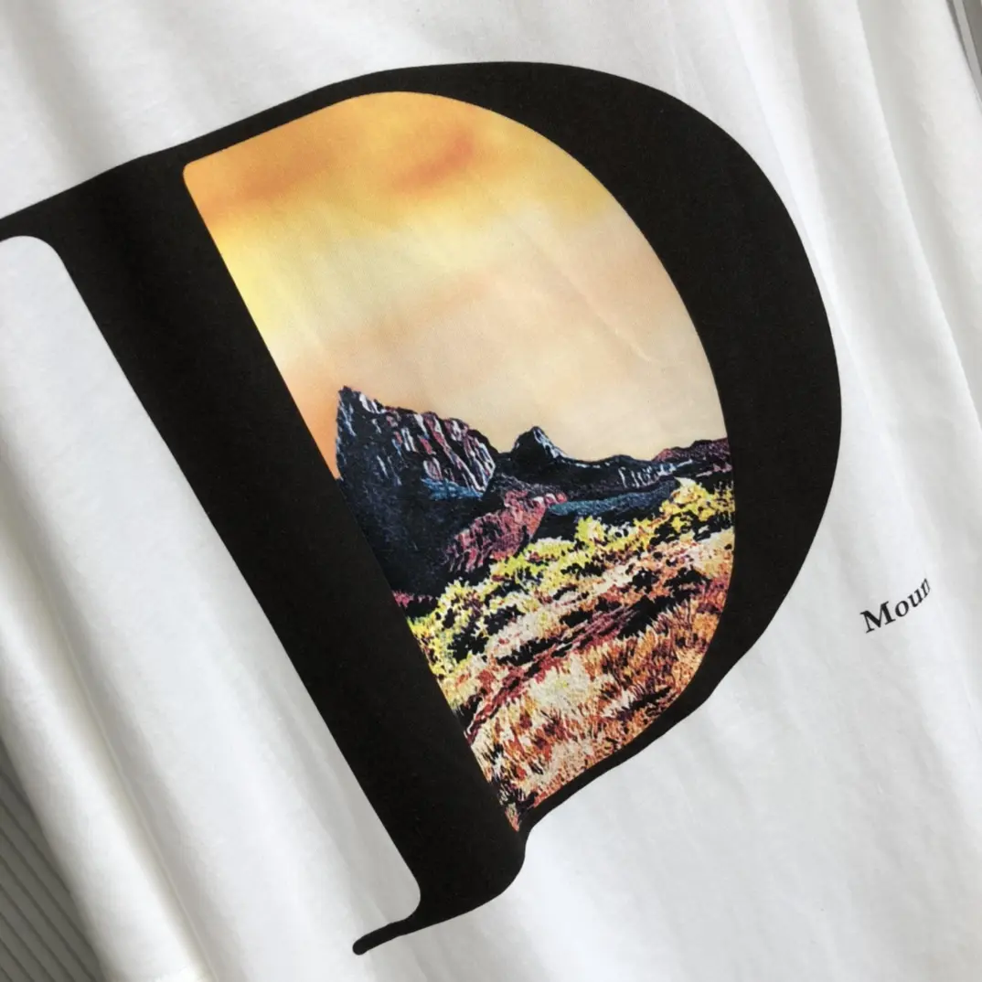 Dior CD 2022 NEW Mountain scenery pattern T-shirt