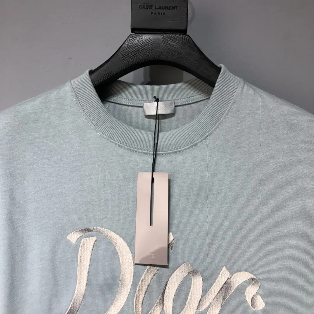 Dior CD 2022 NEW Letter embroidery cotton T-shirt