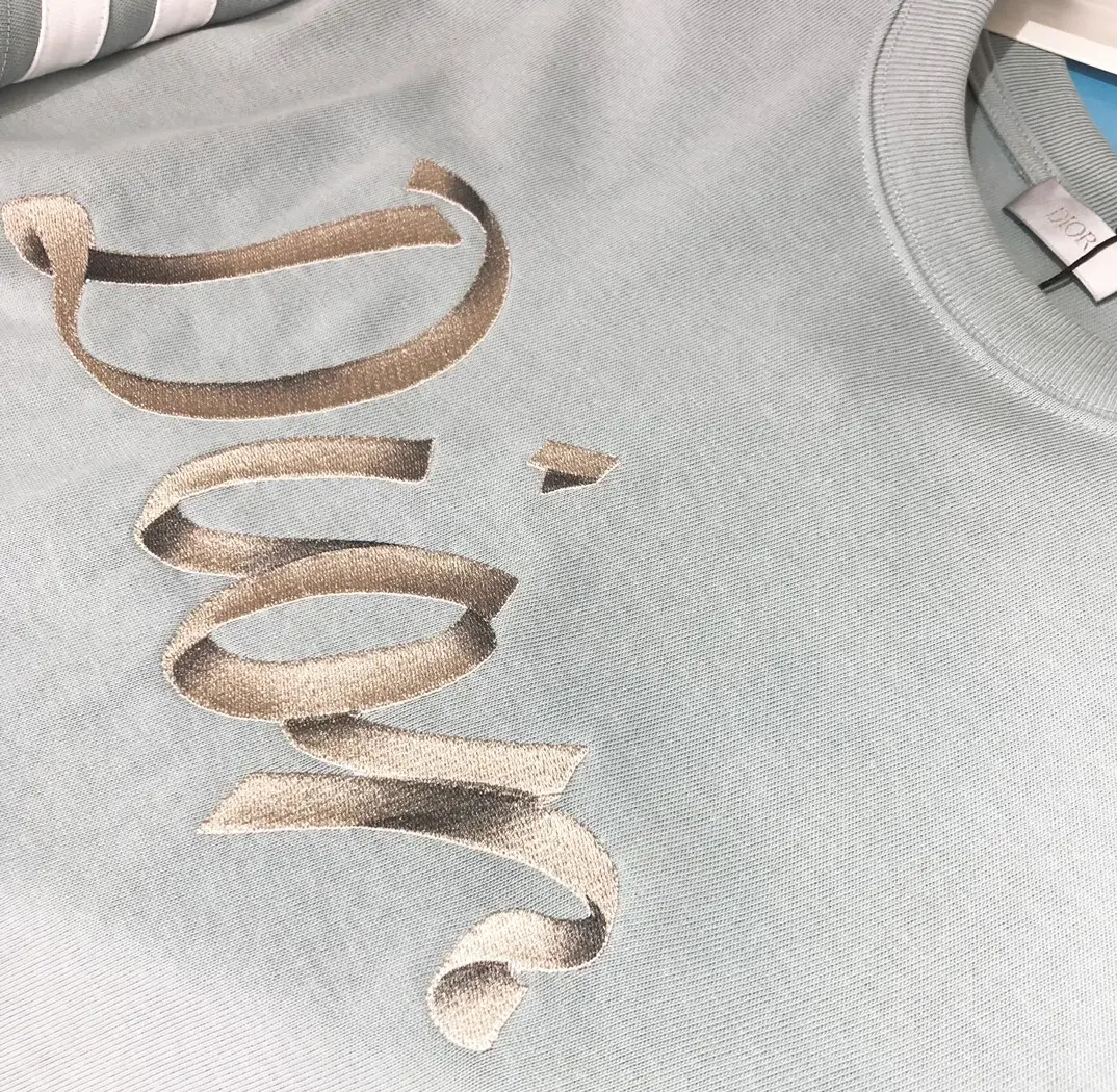Dior CD 2022 NEW Letter embroidery cotton T-shirt