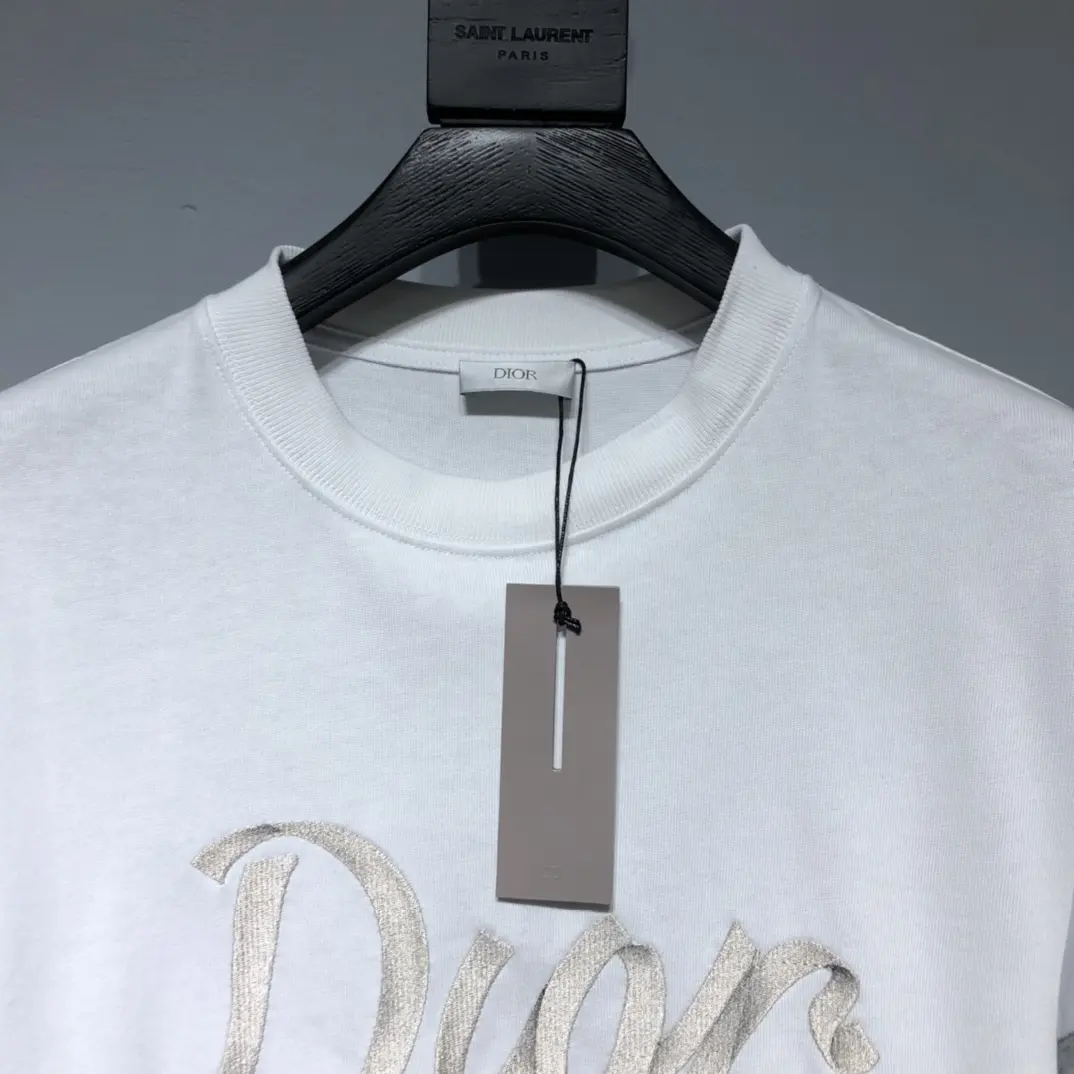 Dior CD 2022 NEW Letter embroidery cotton T-shirt