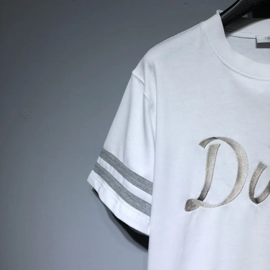 Dior CD 2022 NEW Letter embroidery cotton T-shirt