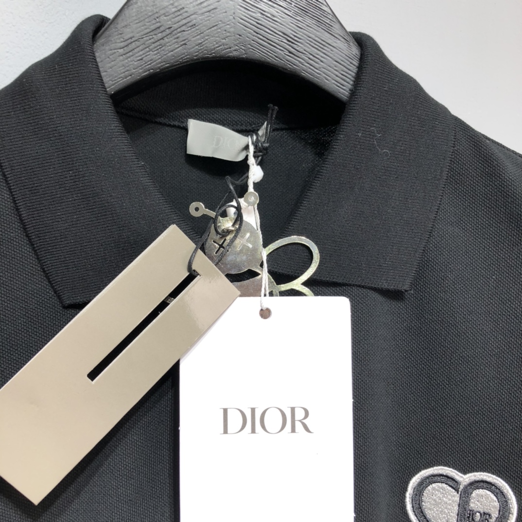 DIOR 2022SS loving heart badge polo Shirt