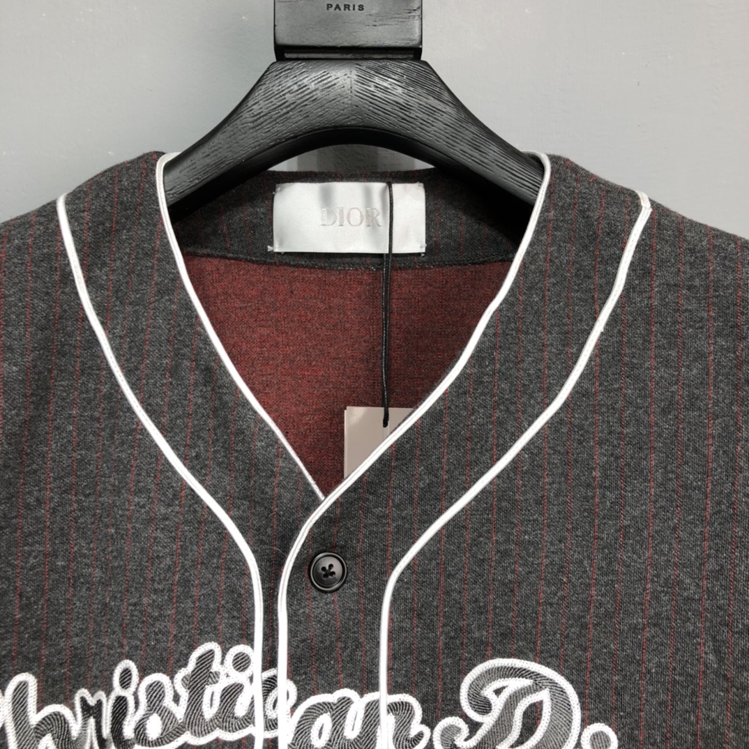 DIOR 2022SS Baseball knitting button T-shirt