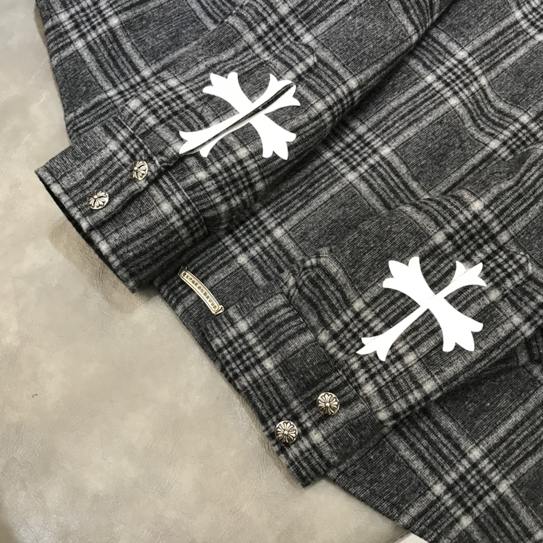 Chrome Hearts Shirt Flannel in Gray